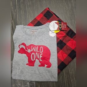 Buffalo Plaid Kids Matching Set - Gray and Red